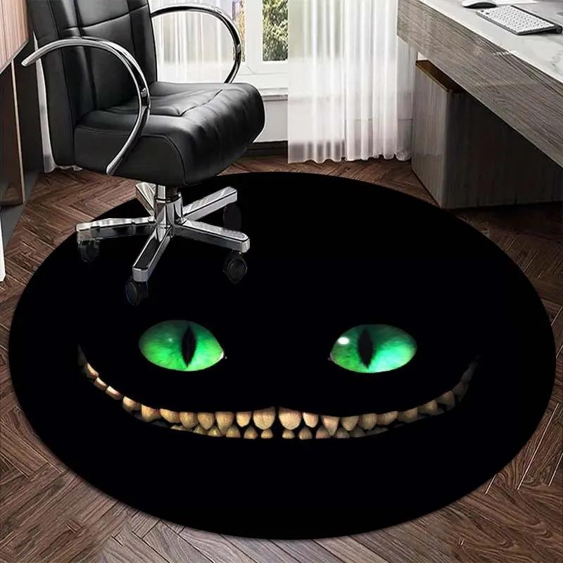 

Cheshire Cat Smile Rug with Green Eyes - Perfect for Living Room, Bedroom, or Office Chair Pads - Ideal Festive Gift 60cm