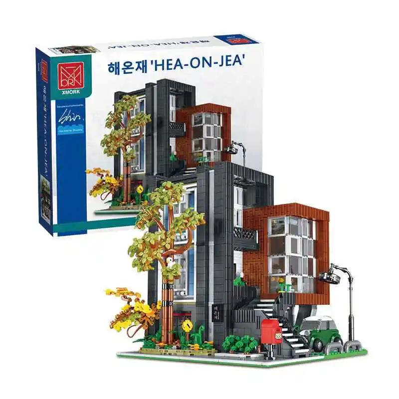 

Non-Toxic Milk Tea Shop Building Blocks Modern Villa Modular City Architecture Moc Bricks Set With Light Street View Sets Kid Diy Toy Gift