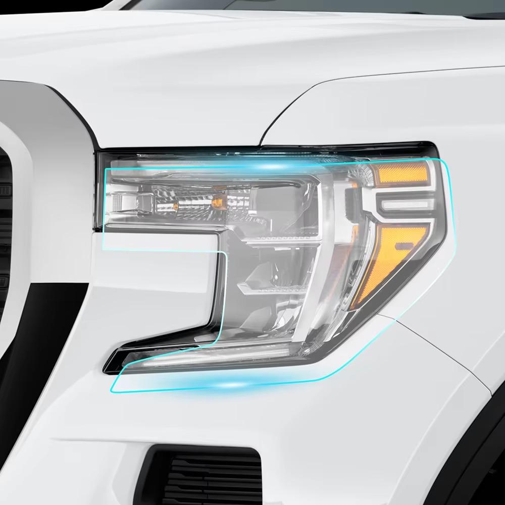 For GMC Sierra AT4 DENALI SLT 2019-2021 Pre Cut PPF Headlight Paint Protection Film 8.5mil TPU Clear Bra Car Styling