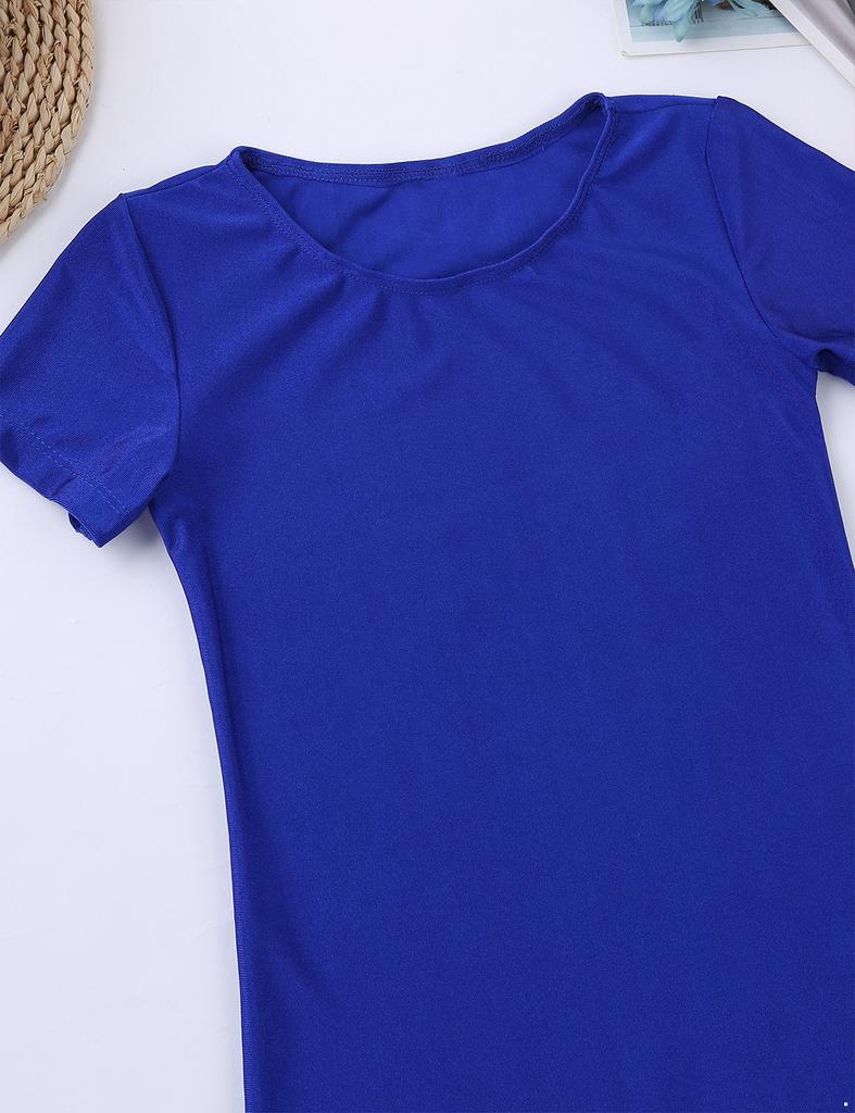 Copii Băieți Fete Mâneci scurte Culoare uni Stretchy Balet Dans Gimnastică Tricou Salopetă