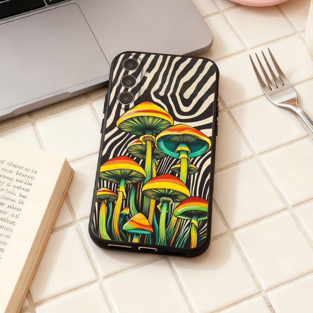 

Trippy Psychedelic Mushrooms phone Case For Samsung Galaxy A73,A72,A71,A70,A53,A52,A51,Others Soft Black Shell Samsung a72