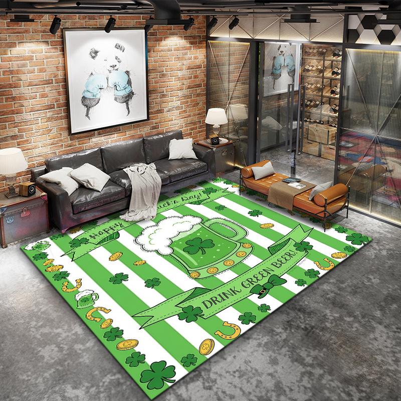 St.Patrick's Day cloverPattern Square Carpet,Area Rug,Carpet Rug for Living Room Bedroom Sofa Playroom Decor,Non-slip Floor Mat,Holiday Birthday Gifts