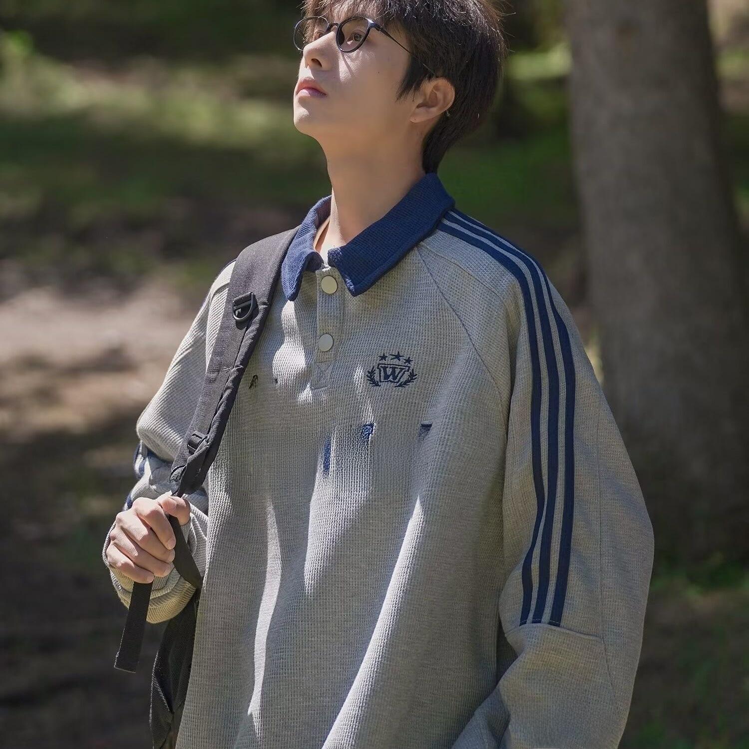 

Стильная и удобная мужская толстовка 2024 года — модный свободный крой для осени/зимы M серый