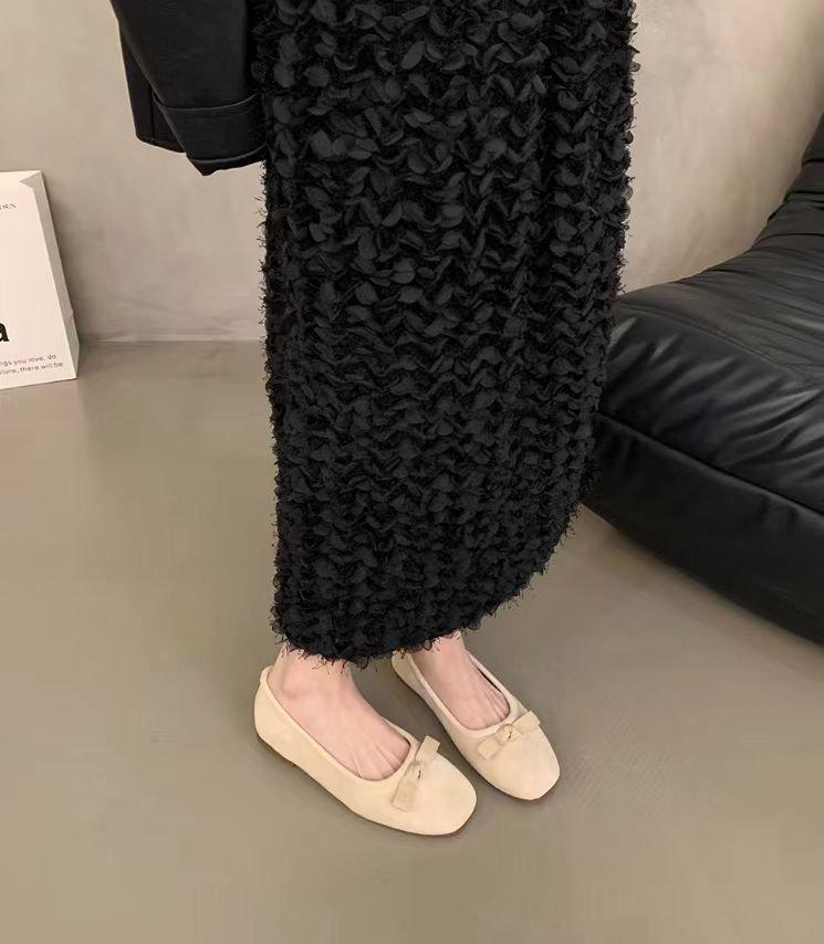 Fairy shoes flat-soled gentle evening shoes single shoes 2025 summer new French bow round head ballet shoes female