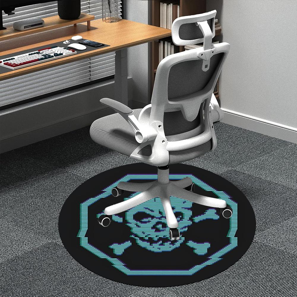 

1pc Skull Crossbones Office Round Area Rug, Indoor Mat Suitable ForOffice, Under Office Chairs Bedroom Living Room Home Decor, Room Deco u05 80cm by 80cm