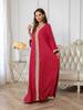 ZD004 Dubai Women's Slim Fit Long Robe: Middle East, Europe & America Style with Lace & Hot Stamping