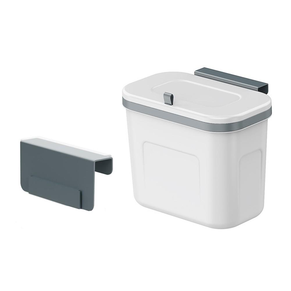 

Discreet Closure Punch-free Installation Sliding Cover Wall-mounted Trash Can 8L white pearl