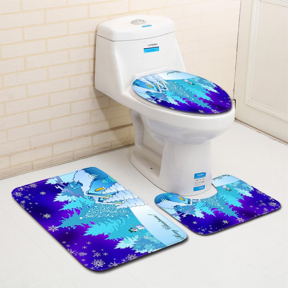 Christmas Bathroom Floor Mat Toilet Three-Piece Set