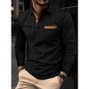 Mens Spring Long Sleeve Polo Shirts Classic Button Basic Textured T Shirts Casual Slim Fit Golf Tee Shirt