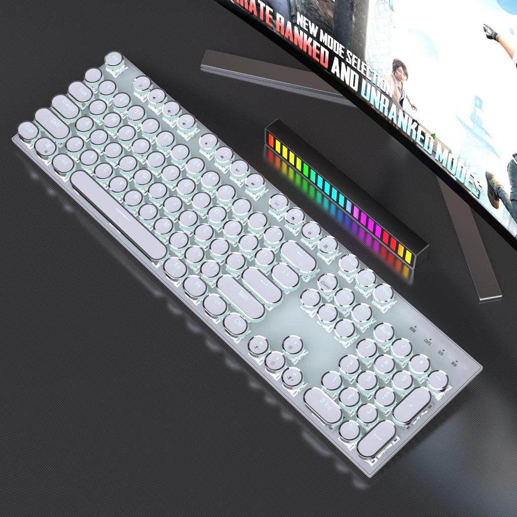104-Key Wireless RGB Retro Punk Mechanical Keyboard with Electroplated Knob for Gaming & Office Use.
