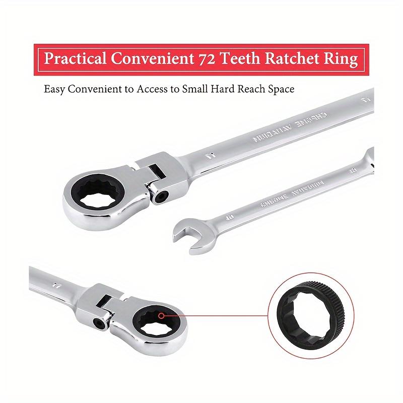 12pcs Elbow Ratchet Wrench Set, CR-V Steel, Metric 8-19mm, Quick-Release, Mechanical Operation, with Portable Toolbox for Versatile Tightening