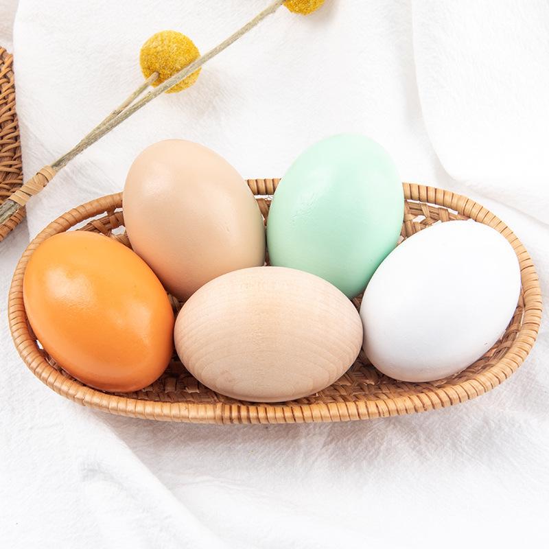 Children's DIY Paintable Wooden Eggs with Egg Holder - Duck Egg Simulation for Easter Decoration