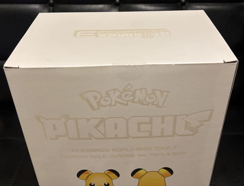 [USED] BE@RBRICK Pikachu Gold Chrome 100% & 400%