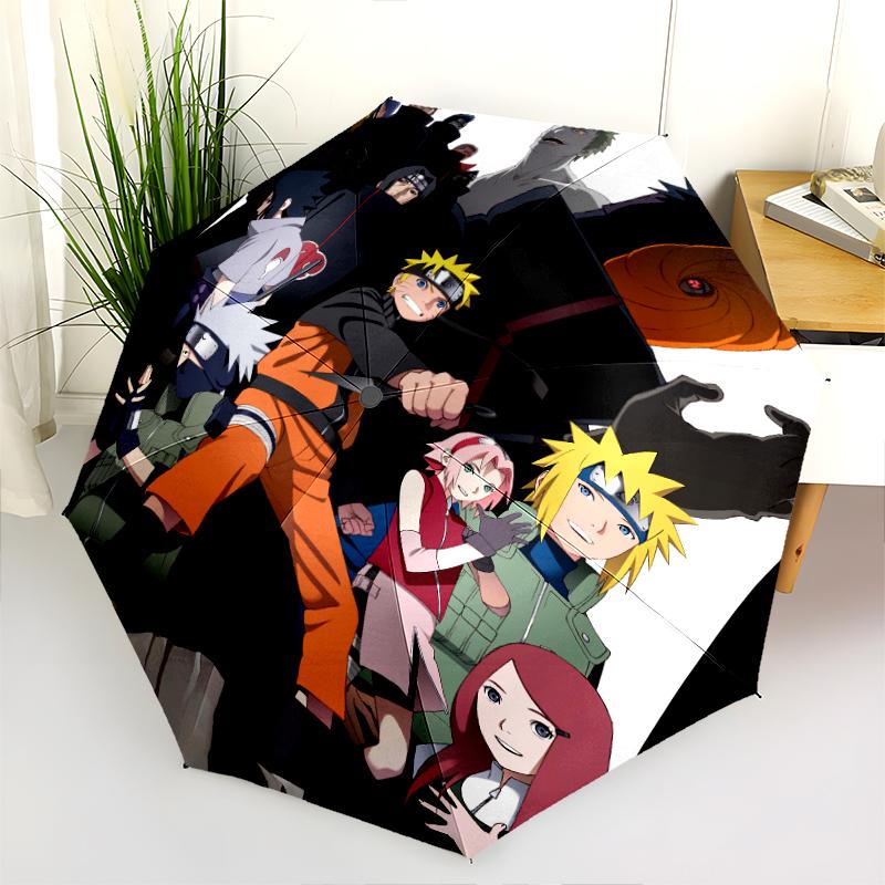 Naruto Anime pattern, automatic folding umbrella, portable and foldable design, 8 ribs, a Christmas or birthday gift.
