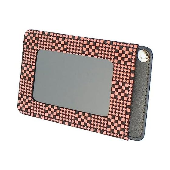 Indenya Pass Case, Slim Card Holder, Deer Leather, Black with Pink Lacquer, Small Checkerboard Pattern, 2525-51-167, Custom Color, Made in Japan