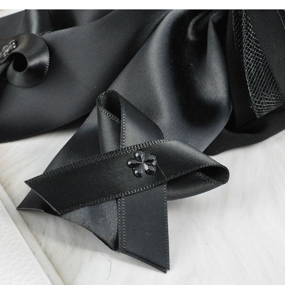 Elegant Ribbon Bowknot Hair Cover Classic Lace Work Hairnet  For Women Girl Hair Accessories