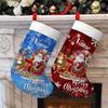 Santa Claus Snowflake Plaid Large Christmas Stocking with Hanging Rope