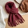 Winter Wool Scarf Women Luxury Two-Sides Cashmere Scarf Thickened Warm Shawl Classic Tassels Scarf Solid Soft Shawl