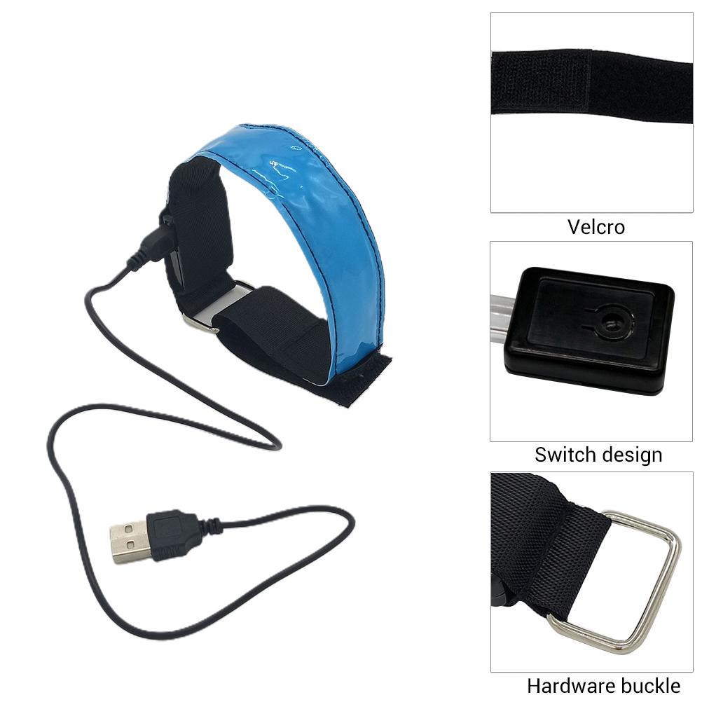2Pcs LED Bracelet USB Rechargeable Reflective Band Adjustable Safety Light Up Armbands for Outdoor Jogging Running Cycling Sports