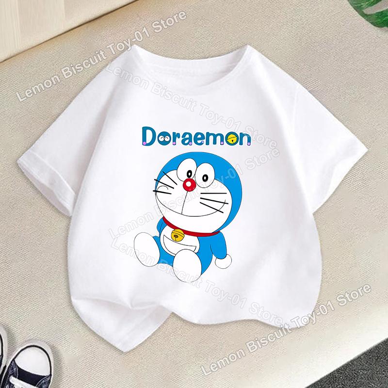 Doraemons Series Boys Girls Short Sleeve Top Summer Hot Cartoon T-shirt Cute Kids Base Clothes O-neck Funny Birthday Gift