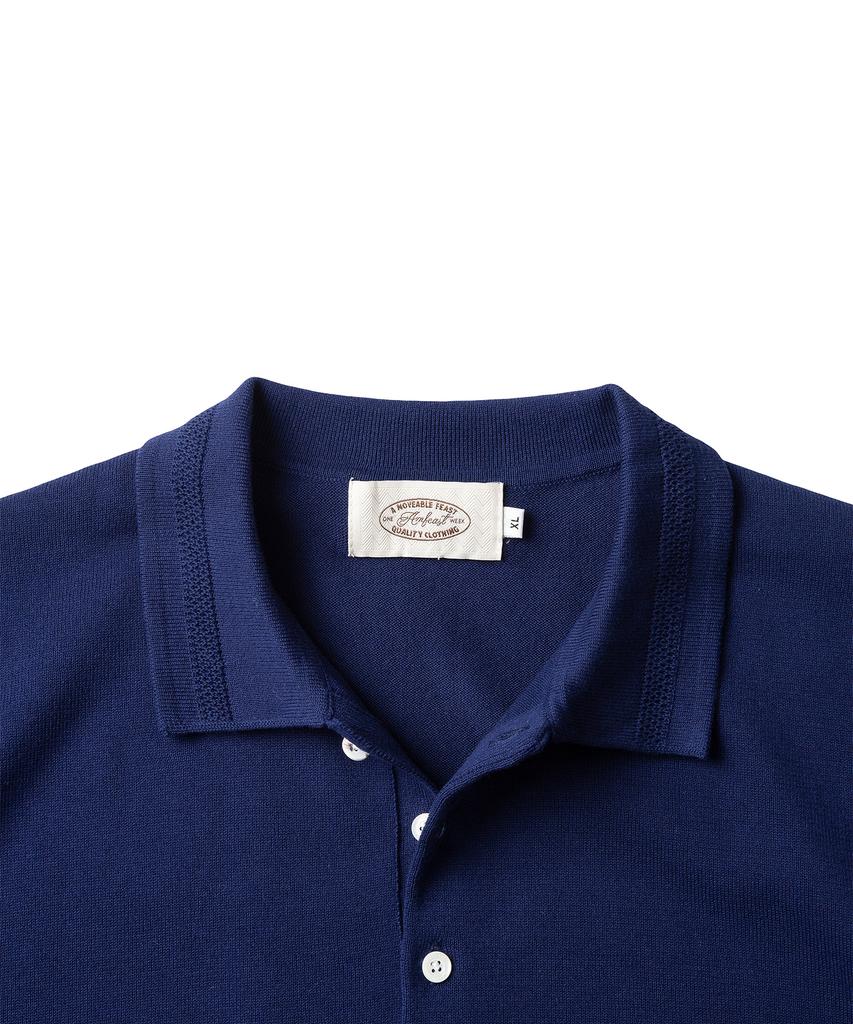 AMFEAST Essential Polo Half Knit Navy