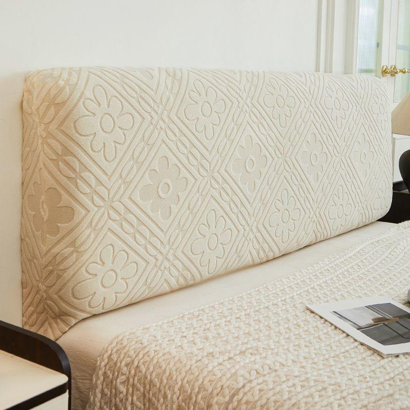 Jacquard Velvet Elastic Bedhead Cover All-inclusive Bedroom Home Bedside Backrest Protection Headboard Dust Cover