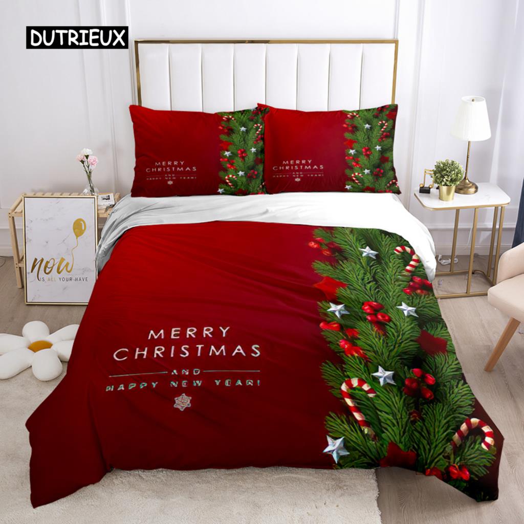 Chirstmas Påslakan Barns sovrum 3D Tecknad Merry Chirstmas Enkelsängset Polyester Jultomten Gott Nytt År påslakan