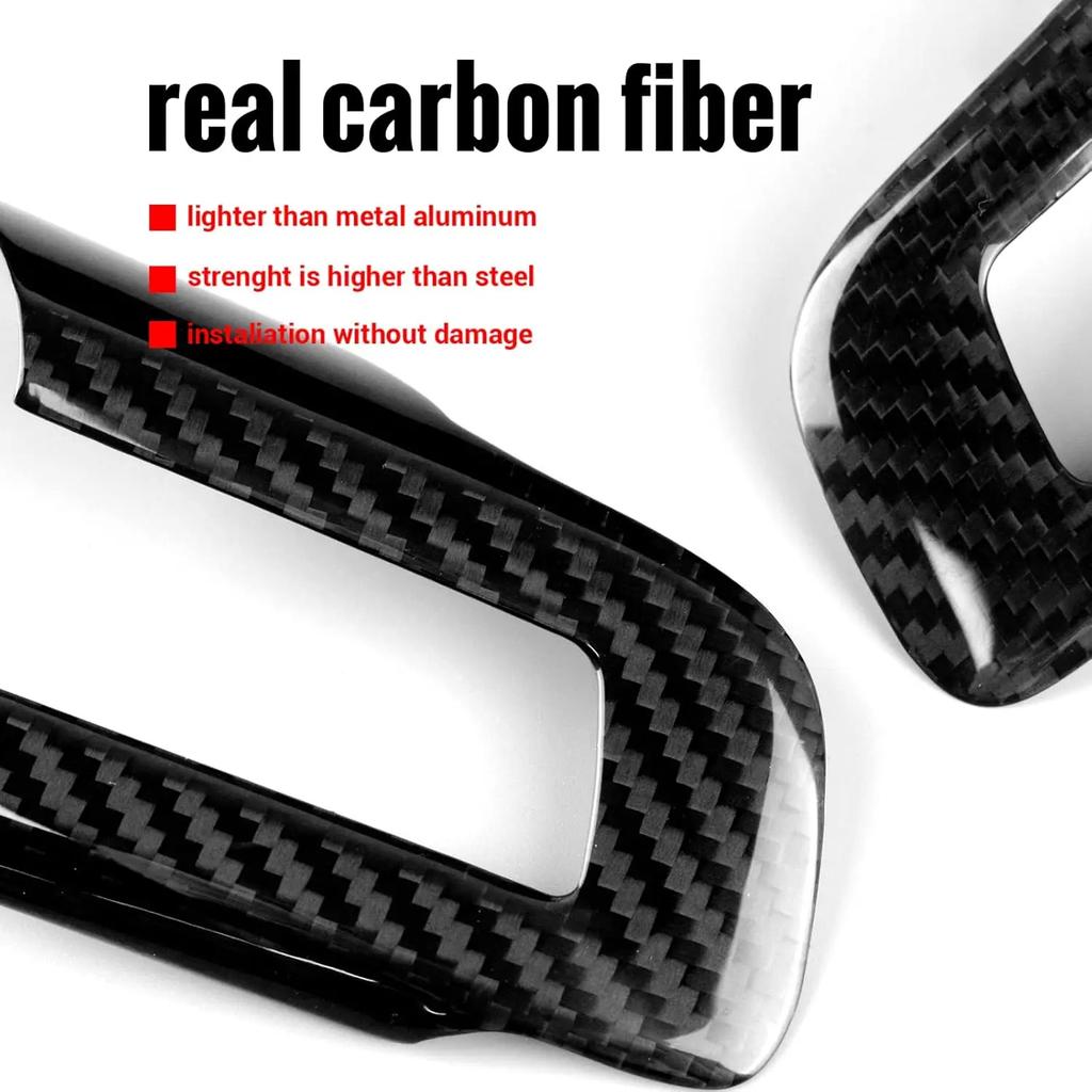 Carbon Fiber Steering Wheel Button Sticker Interior Panel Cover Trim for Ford Mustang 15-22 Anti Scratch Decorative Accessories