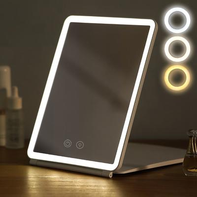 Specchio da Viaggio Pieghevole con 80 LED Specchio per Trucco Ultra Sottile Dimmerabile Touch Screen Ricaricabile USB Portatile per Trucco