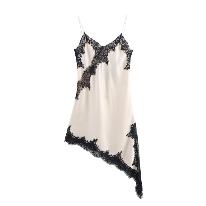 European & American Style Women's Asymmetrical Lace Camisole Dress