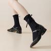 Womens Crew Ruffle Socks Cute Frilly Casual Socks Ribbon Bow Knit Cotton Lettuce Adorable Socks 3 Pack
