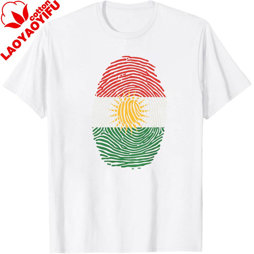Kurdistan Fingerprint Flag Design TShirt Patriotism Daily Life Casual Shirt Kurdish Men Women Unisex Tee Summer Cotton Tops