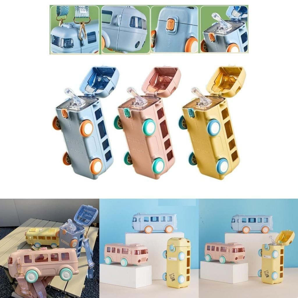 Creative Tritan Material Baby Bus Water Bottle With Cute Straw For Student And Kindergarten Kids