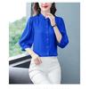 New Women's White Shirt Spring Autumn 3/4 Sleeve Striped Top Summer Loose Reducing Age Puff Sleeve Bottoming Blouse S-4XL