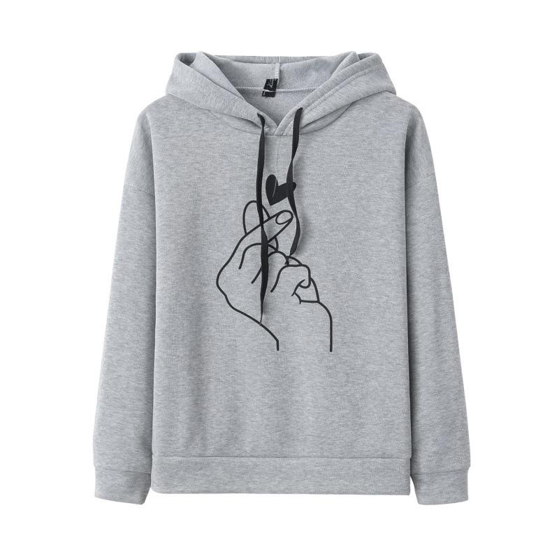 2022 Trendy Women's Loose Fit Printed Hooded Sweatshirt - Multi-color