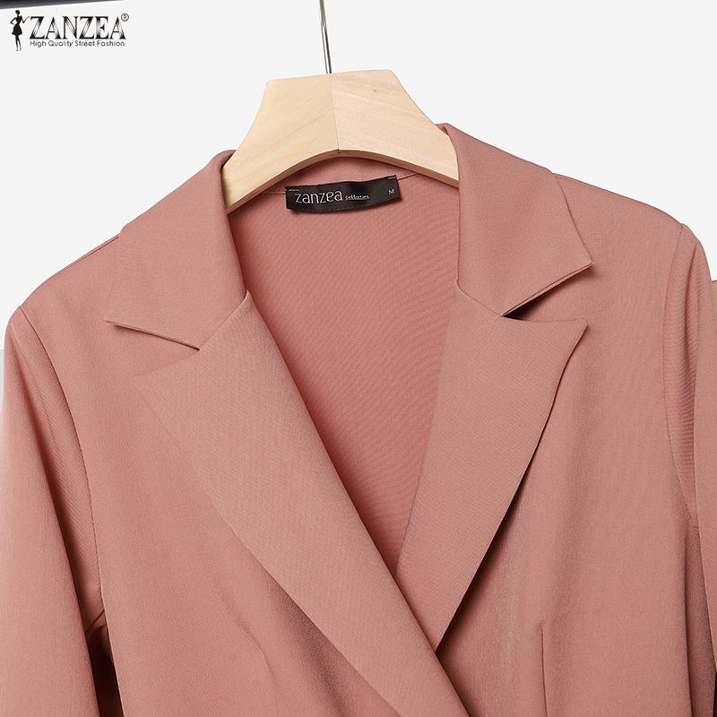 ZANZEA Women Elegant Long Sleeve Thin Cardigan Blazer And Long Pants Casual Two Piece Suit Sets