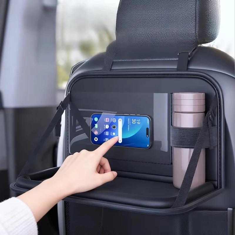 Car Backseat Foldable Table Tray Organizer Car Seat Back Tablet Cup Phone Holder with Touch Screen Interior Car Accessories