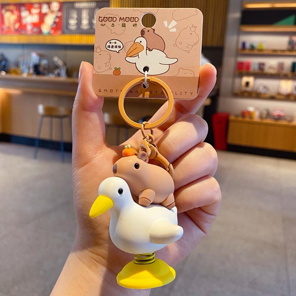 

Брелок-подвеска для ключей Capybara Bobblehead, аксессуары для ключей от автомобиля, забавная цепочка для ключей в виде морской свинки, пара