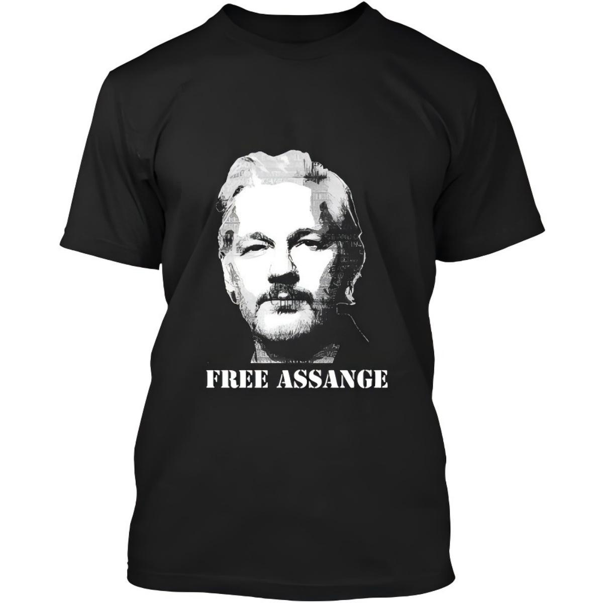 Free Assange Portrait Graphic Unisex T-Shirt XL чёрный