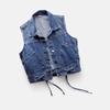 2022 Women's Slim Fit Lace-Up Denim Vest with Large Pockets - Summer Thin, Versatile, and Flattering.
