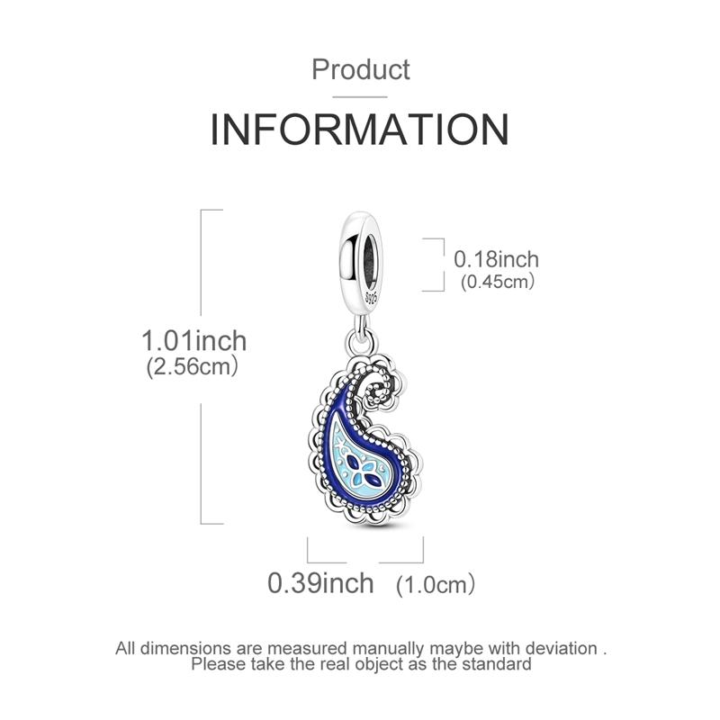 Blue Water Droplet Charms Bead Copper Dangle Pendant Fit Bangle Bracelet Necklace Diy Jewelry