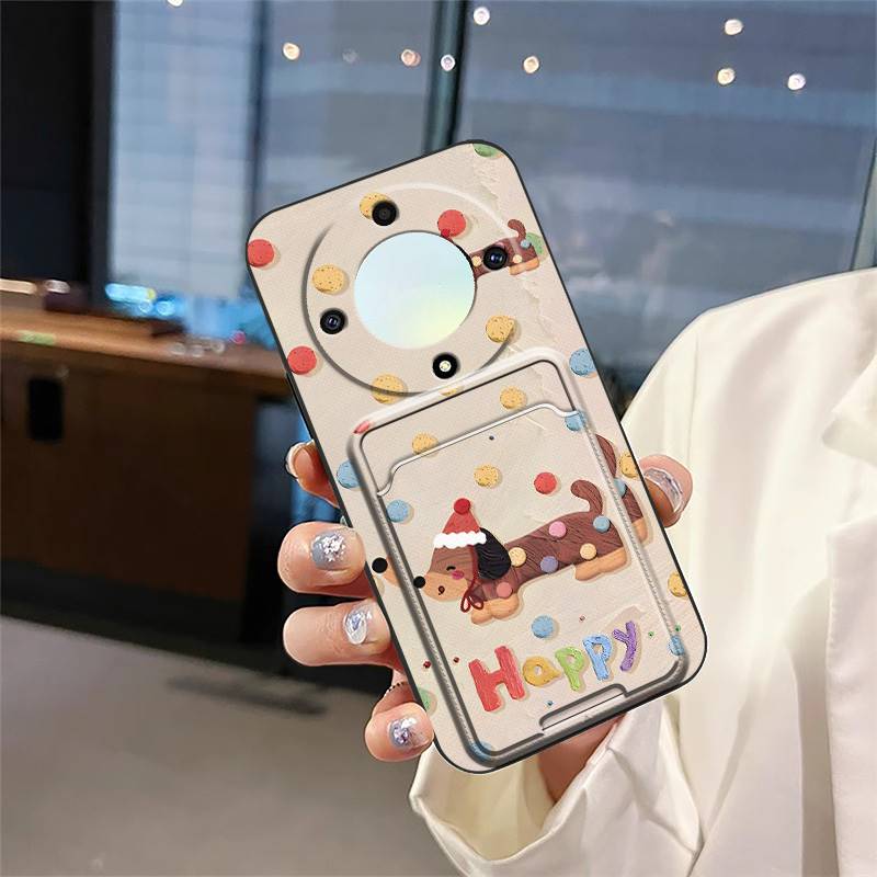 Shockproof Back Cover Phone Case For Honor X9a 5G/Magic5 Lite Card slot Dirt-resistant Silicone protective Card bag Cute