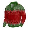 Men's Christmas Cotton Pullover Long Sleeve Outdoor Shirt Vintage Corduroy Button Stand Collar Shirt Casual Sweatshirt Christmas Print Top