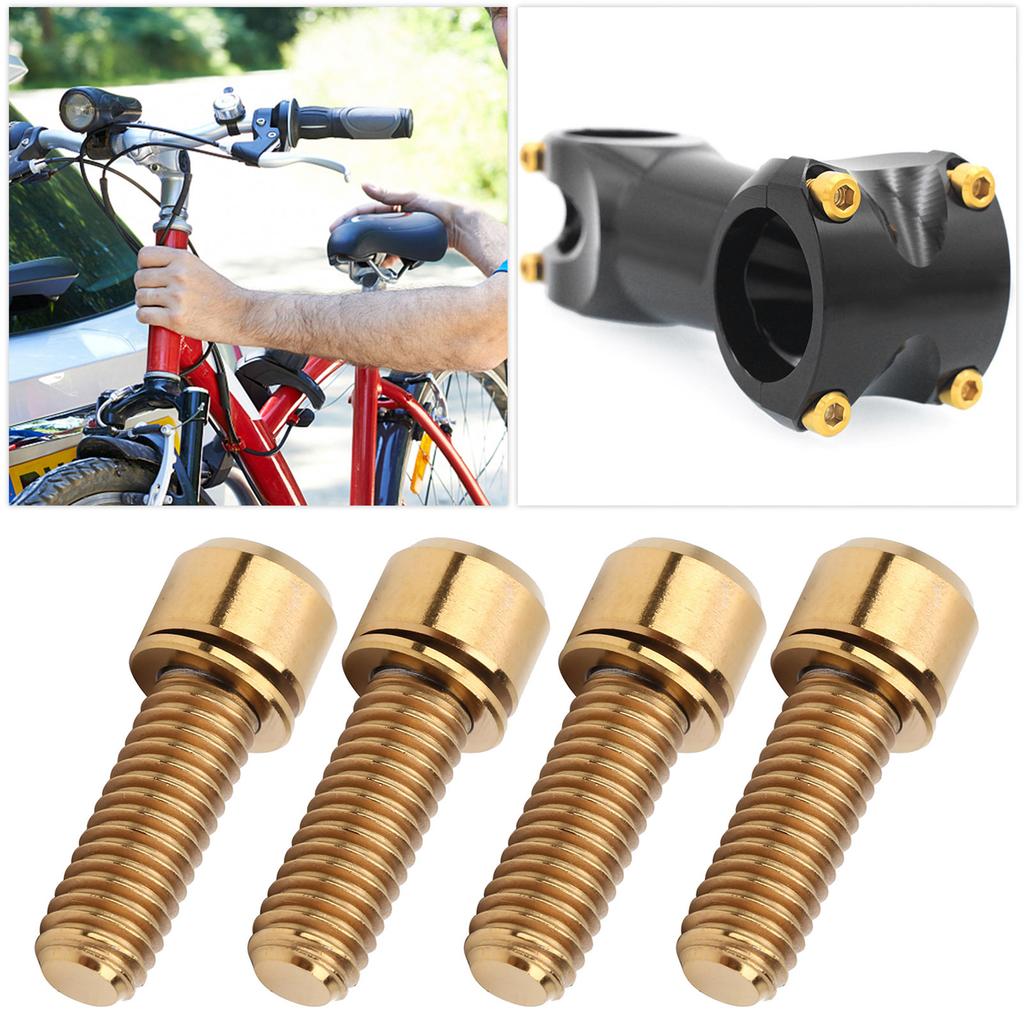 4Pcs Portable M6x18 Titanium Alloy Mountain Bicycle Road Bike Stem Screw High Strengthgolden