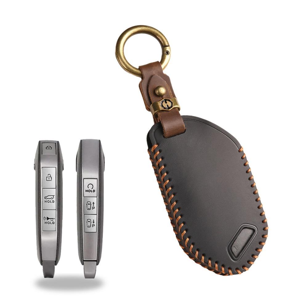 Genuine Leather Key Cover for KIA 2024 Model Car Keys Protective Case Keychain Accessories