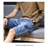 Trendy Loose Fit arbeidsshorts i denim med flere lommer for menn