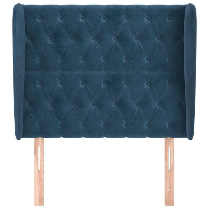 VidaXL Tête de lit avec oreilles Bleu foncé 103x23x118-128 cm Velours3118338