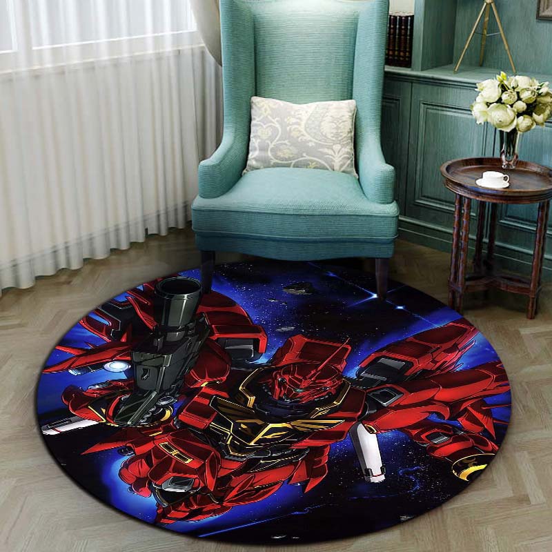 Mobile Suit Gundam cartoon round rug can be used to decorate living rooms, bedrooms, sofas, and game rooms; non-slip rug.66