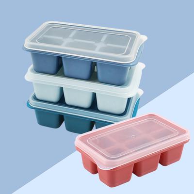 6 stampi per cubetti di ghiaccio in estate, 6 stampi per cubetti di ghiaccio nella griglia del ghiaccio del congelatore domestico, contenitore per ghiaccio fatto in casa nel frigorifero con coperchio
