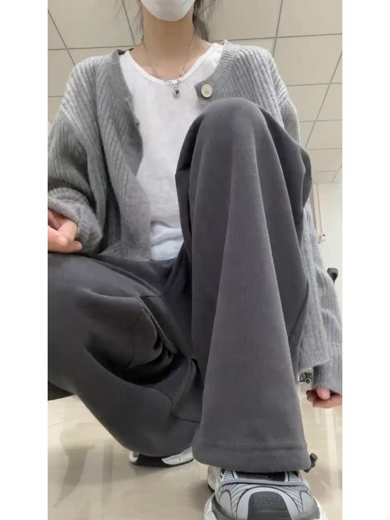 2024 Autumn Women's Off-White American-Style Wide-Leg Cuffed Joggers